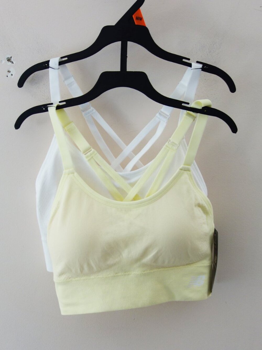 New Balance 2-Pack Seamless Strappy back Sports Bras Yellow White (M) NWT